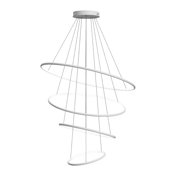 Moderne LED-Pendelleuchte Orbit No.4 100 cm Weiß – variable Lichtfarbe, Fernbedienung LEDesign
