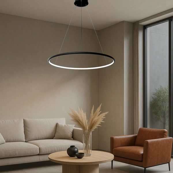 Moderne LED-Hängeleuchte Orbit No.1 80 cm Schwarz 4000K dimmbar LEDesign
