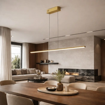 Moderne LED-Pendelleuchte LINE 120 cm Gold 3000K LEDesign