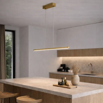 Moderne LED-Pendelleuchte LINE 80 cm Gold 3000K dimmbar LEDesign