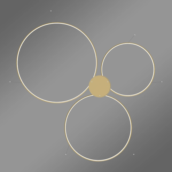 Moderne LED-Pendelleuchte Orbit S No.3 120 cm Gold 4000K mit Fernbedienung LEDesign