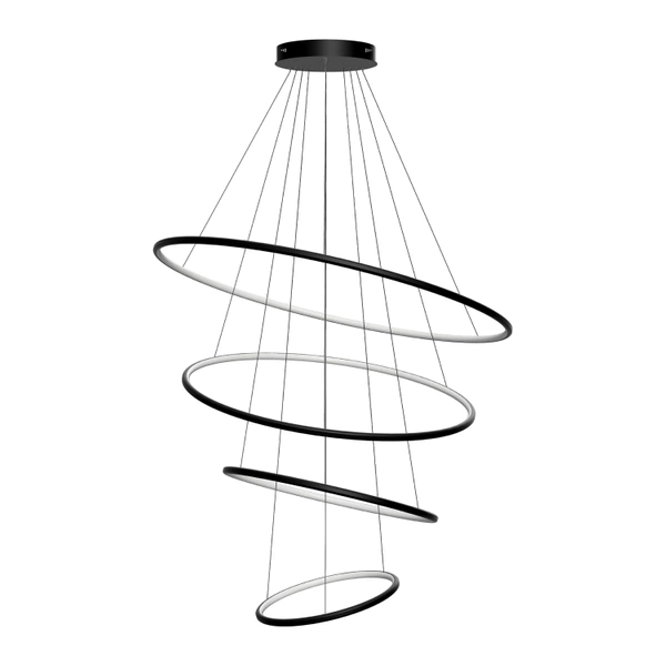 Moderne LED-Pendelleuchte Orbit No.4 100 cm Schwarz 4000K mit Fernbedienung LEDesign