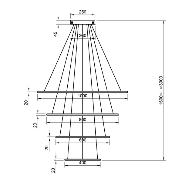 Moderne LED-Pendelleuchte Orbit No.4 100 cm Weiß – variable Lichtfarbe, Fernbedienung LEDesign