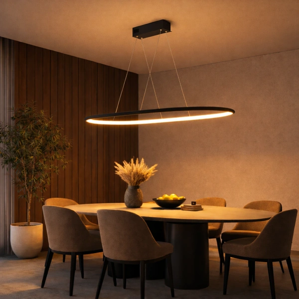 Moderne Led-Pendelleuchte Ellipse Nein.1 120 cm schwarz 3K LED-Design