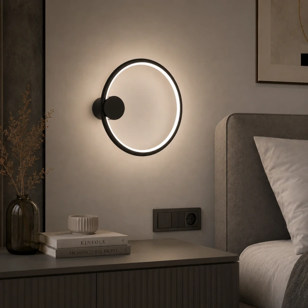 Moderne LED-Wandleuchte Moon 30 cm Schwarz 4000K LEDesign