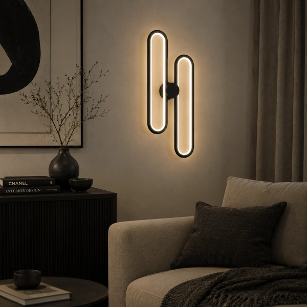 Moderne LED-Wandleuchte Led Ellipse No.2 Schwarz 3000K LEDesign