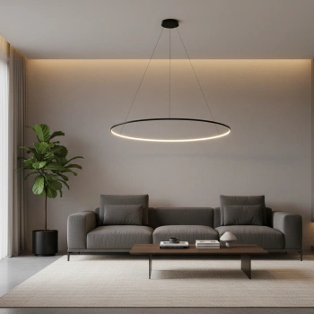 Moderne LED-Hängeleuchte Orbit No.1 150 cm Schwarz 4000K mit Fernbedienung LEDesign