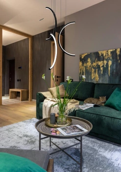 Moderne Pendelleuchte Led Moon No.3 40 cm in Schwarz, warmweiße Lichtfarbe 3000K | LEDesign