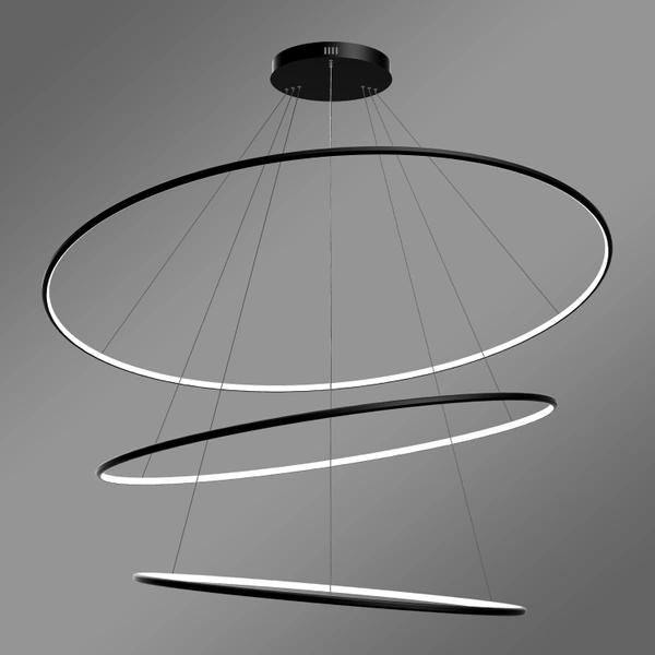 Moderne LED-Pendelleuchte Orbit No.3 150 cm Schwarz 4000K mit Fernbedienung LEDesign