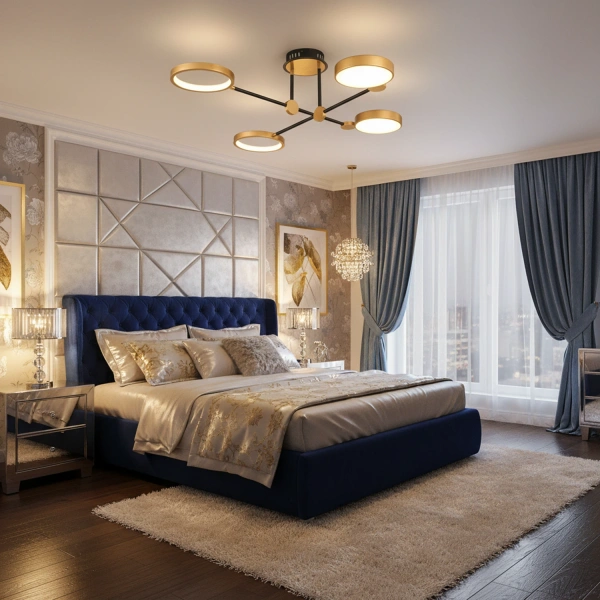 Led Helios gold schwarz moderne Deckenlampe für Wohnzimmer und Schlafzimmer