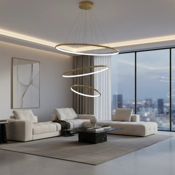 Moderne LED-Pendelleuchte Orbit No.3 80 cm Gold 4000K dimmbar LEDesign