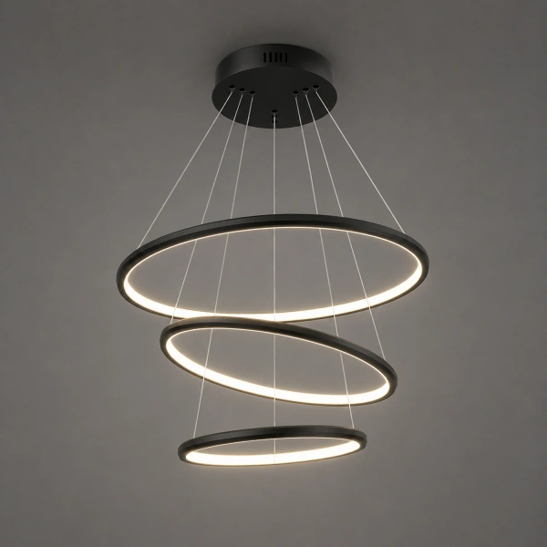 Moderne LED-Pendelleuchte Orbit No.3 50 cm Schwarz 3000K LEDesign