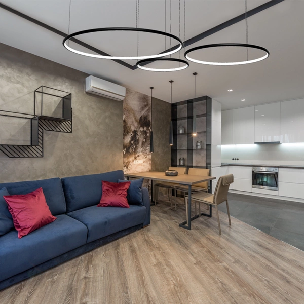 Moderne LED-Pendelleuchte Orbit S No.3 80 cm Schwarz 3000K mit Tuya LEDesign