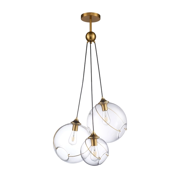 Elegante Glaskugel-Pendelleuchte Golden Sphere