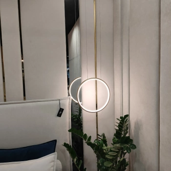 Moderne LED-Hängeleuchte Led Moon 40 cm Gold, mit Fernbedienung, 3K | LEDesign