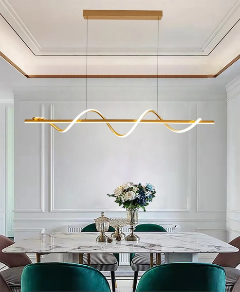 Moderne goldene LED-Pendelleuchte Golden Wave 120 cm