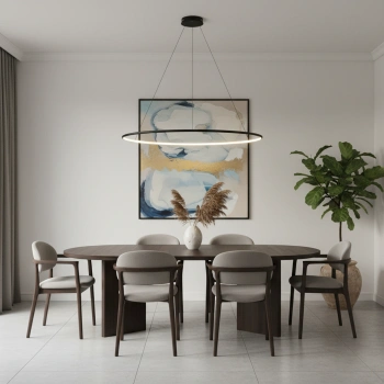 Moderne LED-Hängeleuchte Orbit No.1 120 cm Schwarz 3000K mit Fernbedienung LEDesign
