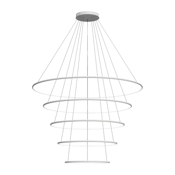 Moderne LED Pendelleuchte Orbit No.5 150 cm weiß 4000K mit Fernbedienung LEDesign