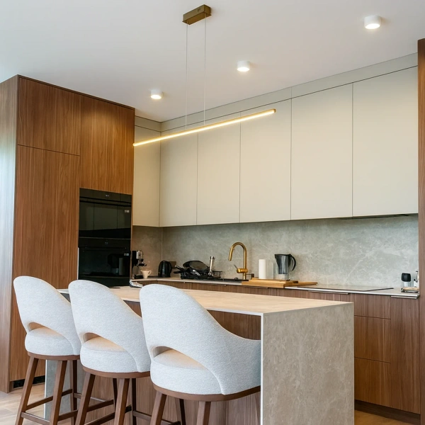 Moderne LED-Pendelleuchte LINE 120 cm Gold 4000K LEDesign