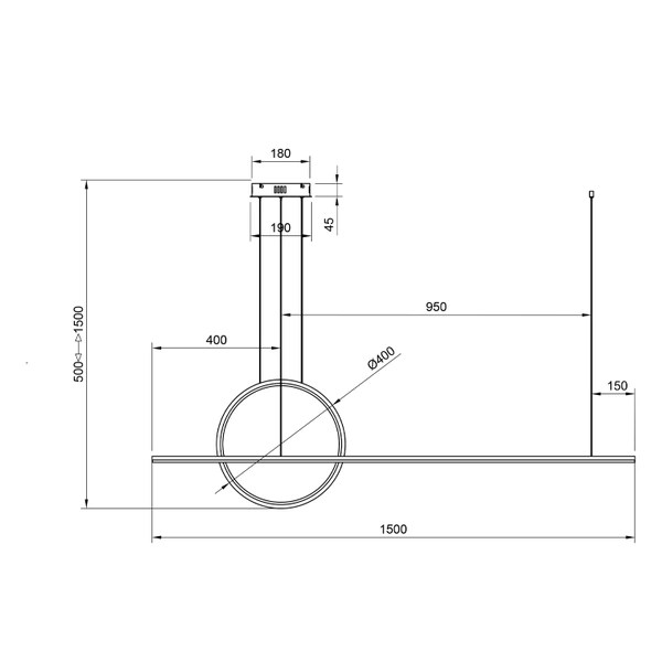 Moderne LED-Pendelleuchte Geometrik 40 cm Schwarz 4000K dimmbar LEDesign