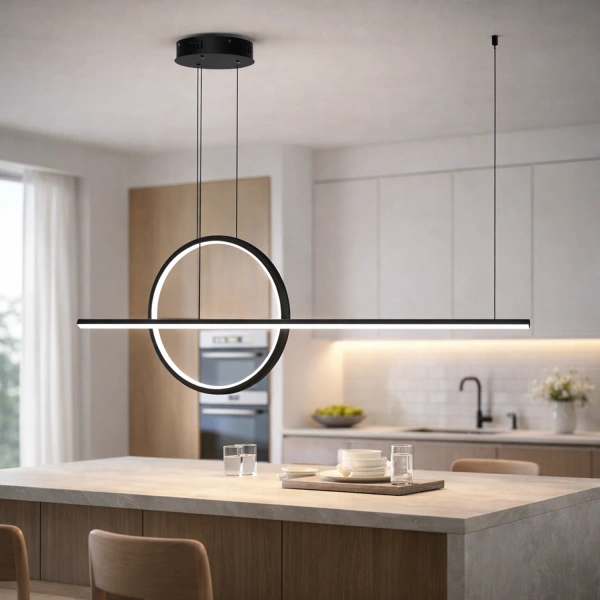 Moderne LED-Pendelleuchte Geometrik 2 40 cm Schwarz 4000K mit Tuya LEDesign