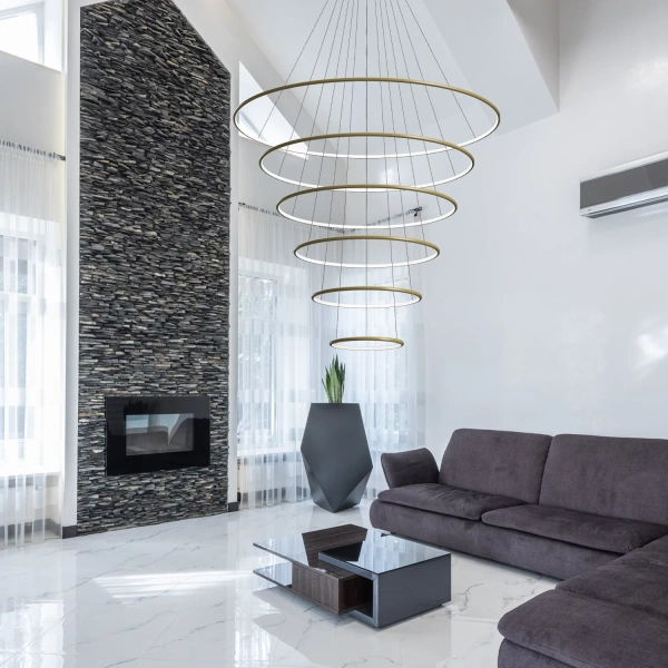 Moderne LED-Pendelleuchte Led Orbit No.6 150 cm Gold 4000K mit Tuya LEDesign