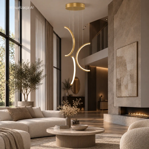 Moderne Pendelleuchte Led Moon No.3 40 cm Gold 4000K mit Tuya App LEDesign