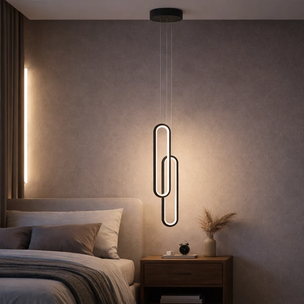 Moderne Led-Pendelleuchte Ellipse Nein.2 schwarze 4K LED-Design