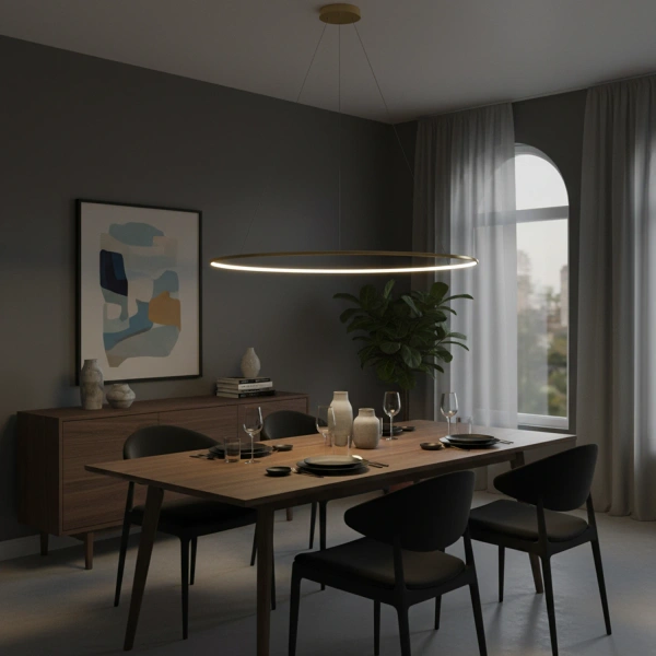 Moderne LED-Hängeleuchte Orbit No.1 150 cm Gold 3000K dimmbar LEDesign