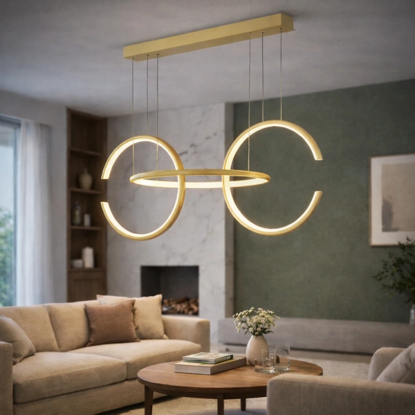 Moderne LED Pendelleuchte Celestial No 3  gold mit Fernbedienung 4000K LEDesign