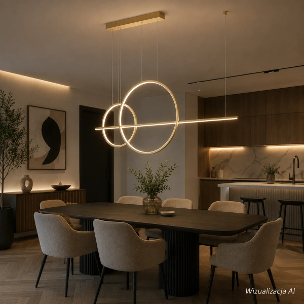 Moderne LED-Pendelleuchte Geometrik No.4 60/40 cm Gold 3000K LEDesign