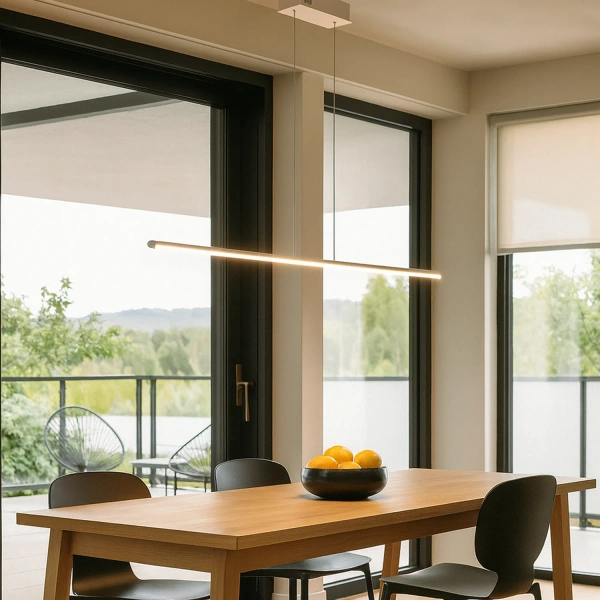 Moderne LED-Pendelleuchte LINE 100 cm Weiß 3000K dimmbar LEDesign