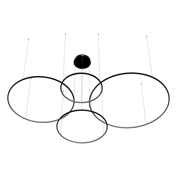 Moderne LED-Pendelleuchte Orbit S No.4 120 cm Schwarz 4000K mit Fernbedienung LEDesign