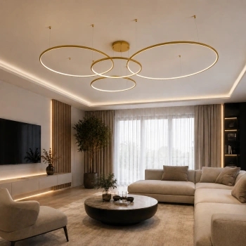 Moderne LED-Pendelleuchte Orbit S No.4 120 cm Gold 4000K LEDesign