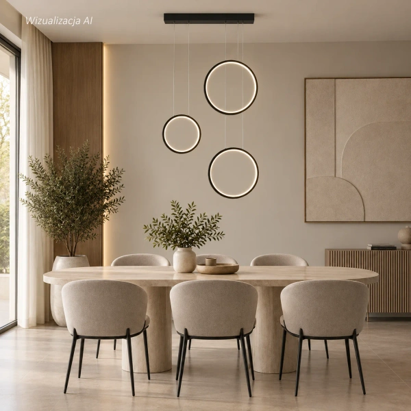 Moderne LED-Pendelleuchte Moon No.3 Schwarz mit Fernbedienung 3000K–6000K LEDesign