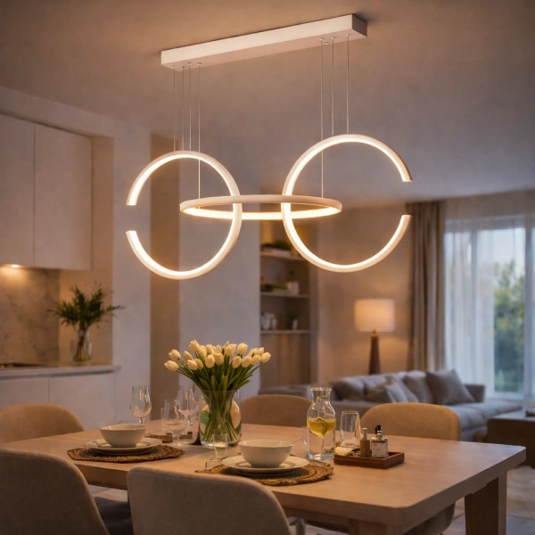 Moderne LED Pendelleuchte Celestial No 3 weiß mit Tuya App 3000K LEDesign