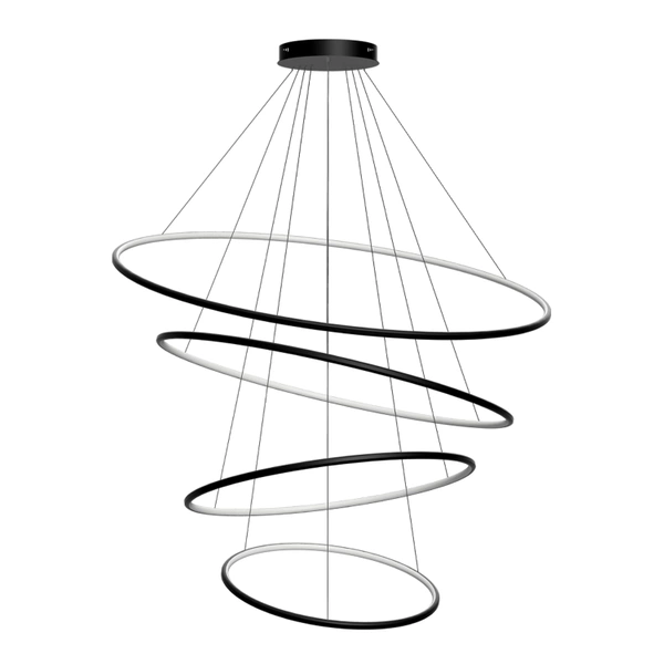 Moderne LED-Pendelleuchte Orbit No.4 120 cm Schwarz 4000K mit Fernbedienung LEDesign
