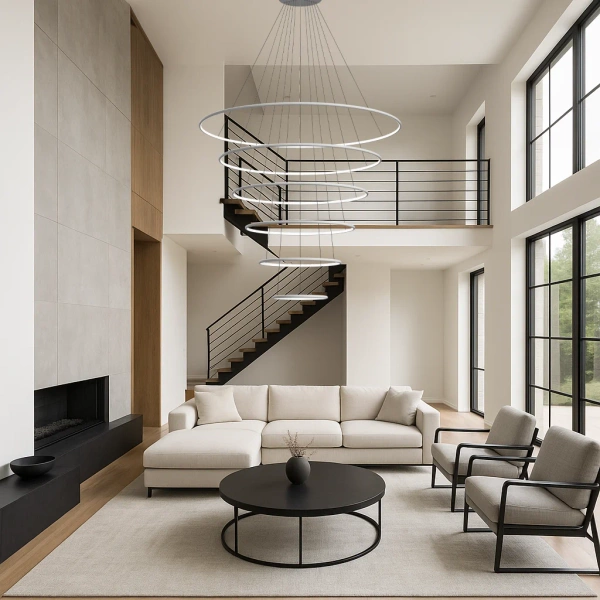 Moderne LED-Pendelleuchte Led Orbit No.6 150 cm Weiß 3000K mit Tuya LEDesign