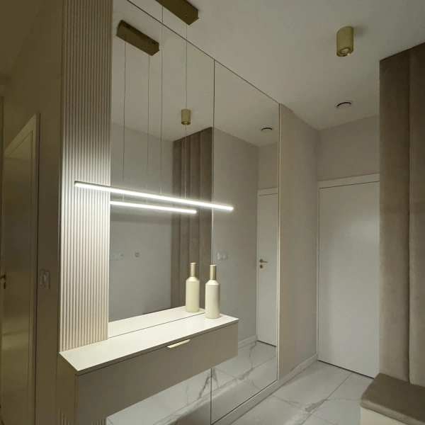 Moderne LED-Pendelleuchte LINE 100 cm Gold 4000K mit Fernbedienung LEDesign