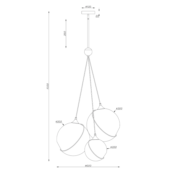 Elegante Glaskugel-Pendelleuchte Golden Sphere