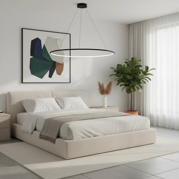 Moderne LED-Hängeleuchte Orbit No.1 120 cm Schwarz 4000K mit Fernbedienung LEDesign