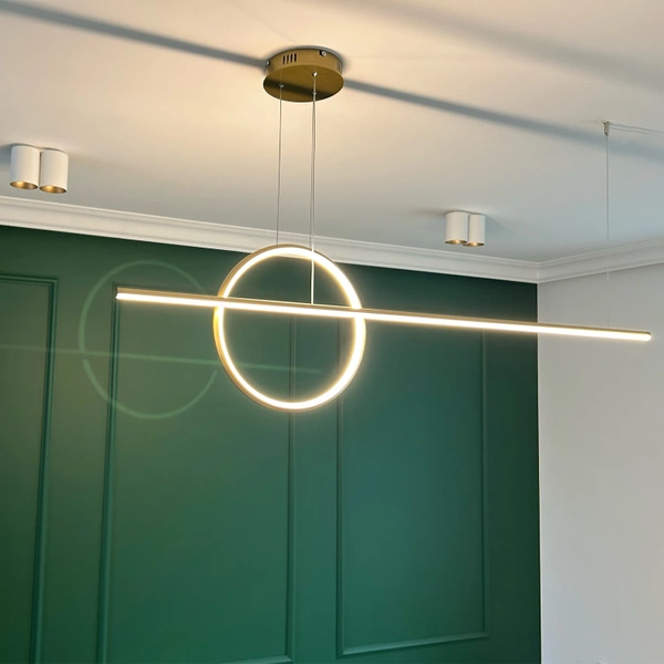 Moderne LED-Pendelleuchte Geometrik 40 cm Gold 4000K dimmbar mit Fernbedienung LEDesign