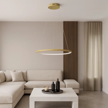 Moderne LED-Pendelleuchte Orbit No.1 60 cm Gold 3000K mit Fernbedienung LEDesign