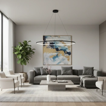Moderne LED-Hängeleuchte Orbit No.1 120 cm Schwarz 3000K dimmbar LEDesign