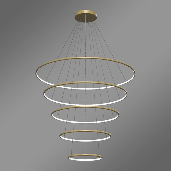 Moderne LED-Pendelleuchte Orbit No.5 120 cm Gold 3000K mit Fernbedienung LEDesign