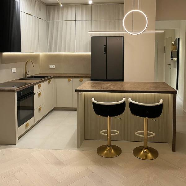 Moderne LED-Pendelleuchte Geometrik 40 cm Gold 3000K mit Fernbedienung LEDesign