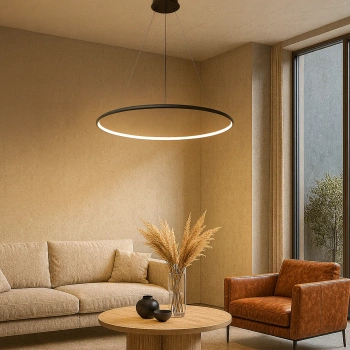 Moderne LED-Pendelleuchte Orbit No.1 80 cm Schwarz 3000K mit Fernbedienung LEDesign