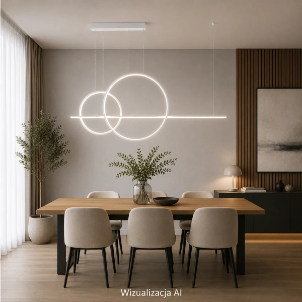 Moderne LED-Pendelleuchte Geometrik No.4 60/40 cm Weiß 3000K LEDesign