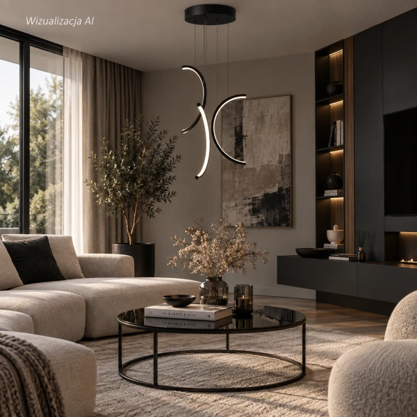 Moderne LED-Pendelleuchte Moon No.3 40 cm Schwarz 3000K mit Tuya App LEDesign