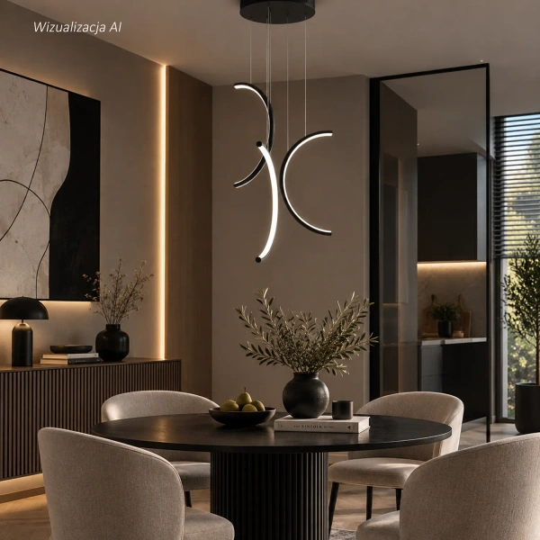 Moderne LED-Pendelleuchte Moon No.3 40 cm Schwarz mit Fernbedienung 3000K–6000K LEDesign